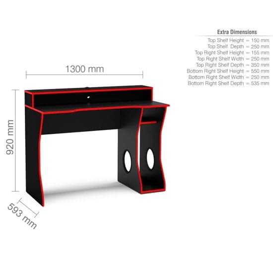 Enzi Wooden Gaming Desk In Black And Red_6
