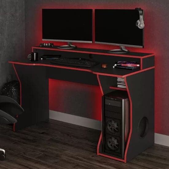 Enzi Wooden Gaming Desk In Black And Red_1