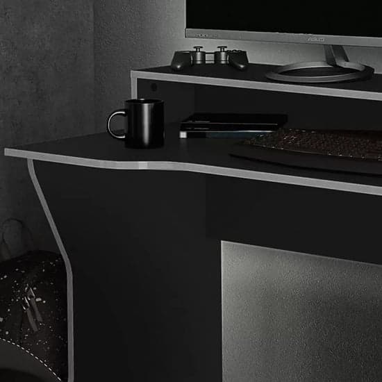 Enzi Wooden Gaming Desk In Black And Silver_5