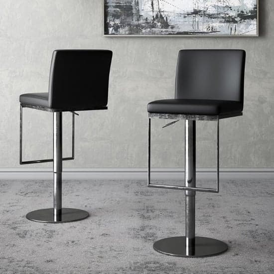 Eccles Black Faux Leather Gas-lift Bar Stools In Pair_1