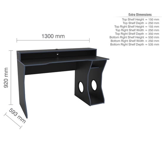 Enzo Wooden Gaming Desk In Black And Blue_4
