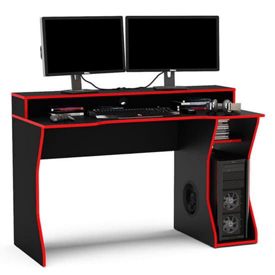Enzo Wooden Gaming Desk In Black And Red_2
