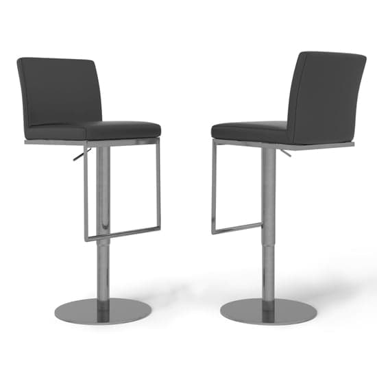 Eccles Grey Faux Leather Gas-lift Bar Stools In Pair_2