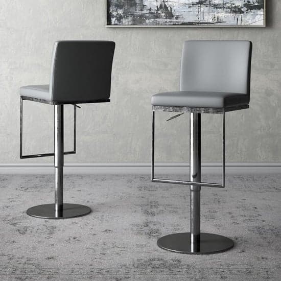 Eccles Grey Faux Leather Gas-lift Bar Stools In Pair_1