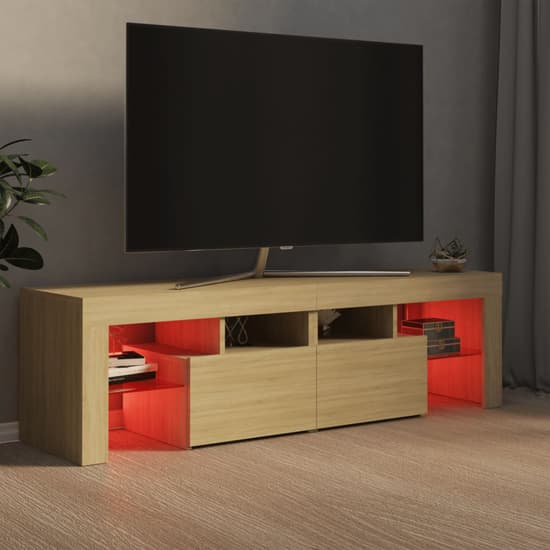 Enzo Wooden TV Stand In Sonoma Oak With LED Lights_4