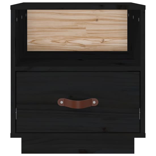 Epix Pine Wood Bedside Cabinet With 1 Drawer In Black_4