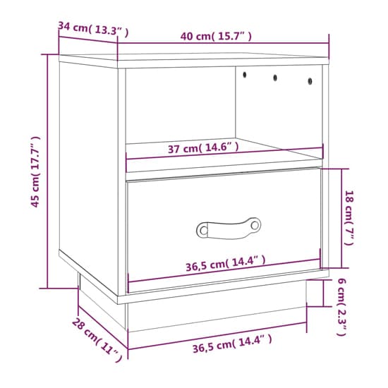 Epix Pine Wood Bedside Cabinet With 1 Drawer In Black_6
