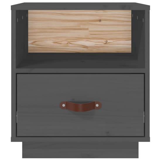 Epix Pine Wood Bedside Cabinet With 1 Drawer In Grey_4