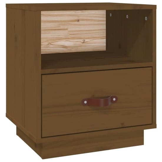 Epix Pine Wood Bedside Cabinet With 1 Drawer In Honey Brown_3