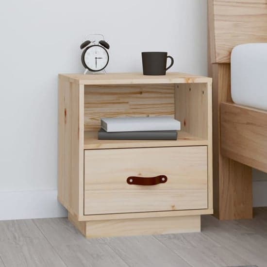 Epix Pine Wood Bedside Cabinet With 1 Drawer In Natural_1