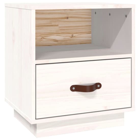 Epix Pine Wood Bedside Cabinet With 1 Drawer In White_3