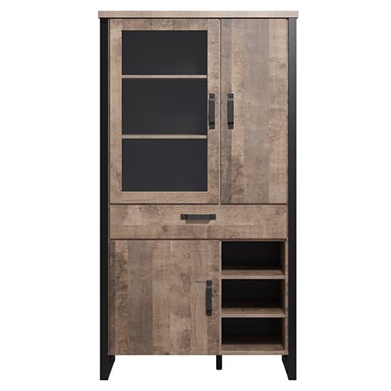 Erbil Wooden Display Cabinet With 3 Doors In Tobacco Oak_6