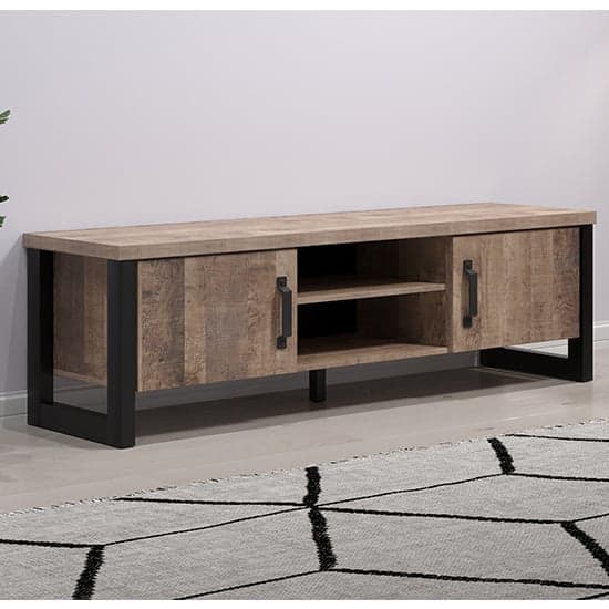 Erbil Wooden TV Stand With 2 Doors And Shelf In Tobacco Oak_3