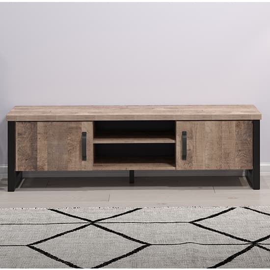 Erbil Wooden TV Stand With 2 Doors And Shelf In Tobacco Oak_4