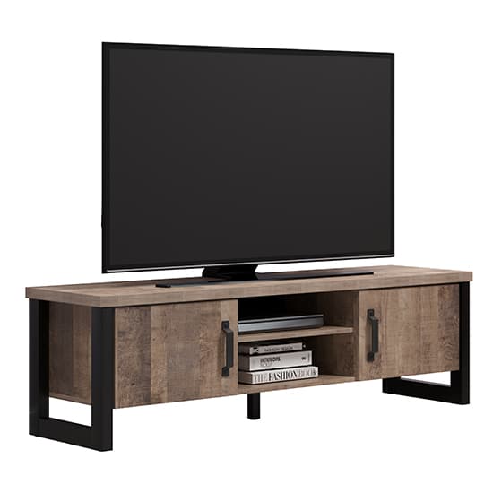 Erbil Wooden TV Stand With 2 Doors And Shelf In Tobacco Oak_5