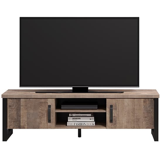 Erbil Wooden TV Stand With 2 Doors And Shelf In Tobacco Oak_6