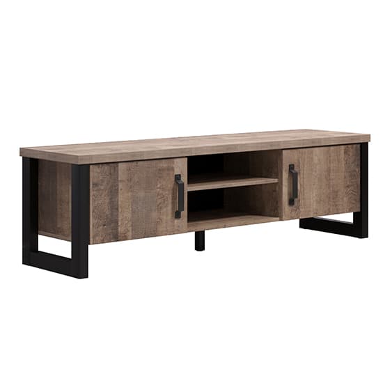 Erbil Wooden TV Stand With 2 Doors And Shelf In Tobacco Oak_7
