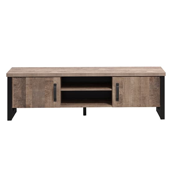 Erbil Wooden TV Stand With 2 Doors And Shelf In Tobacco Oak_8