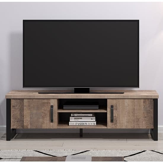 Erbil Wooden TV Stand With 2 Doors And Shelf In Tobacco Oak_2