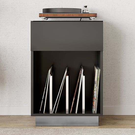 Ercis High Gloss Turntable Stand With 1 Drawers In Grey_1