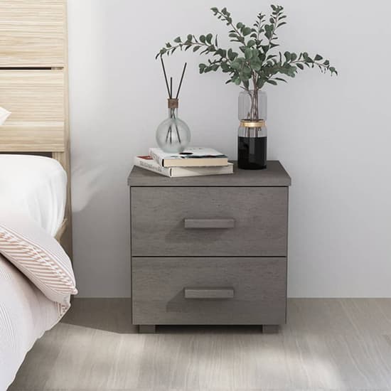 Erez Solid Pinewood Bedside Cabinet In Light Grey_1