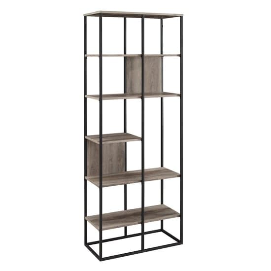Erie Wooden Bookcase With 5 Shelves In Grey Wash_2