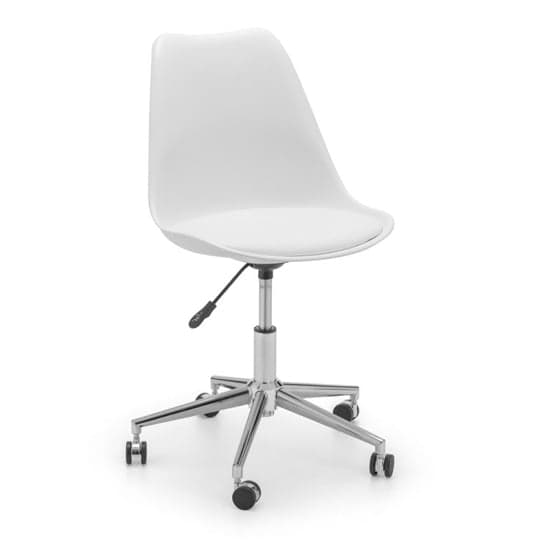 Edolie PU Fabric Office Chair In White And Chrome