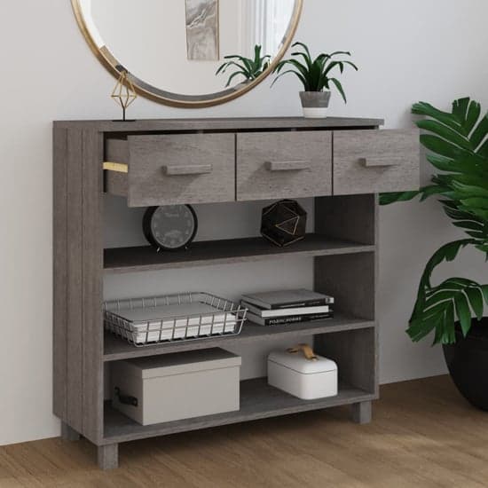 Erix Pine Wood Console Table In Light Grey_2