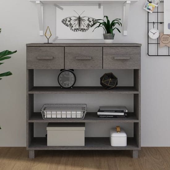 Erix Pine Wood Console Table In Light Grey_1