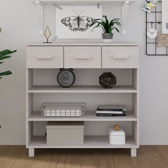 Erix Pine Wood Console Table In White_1
