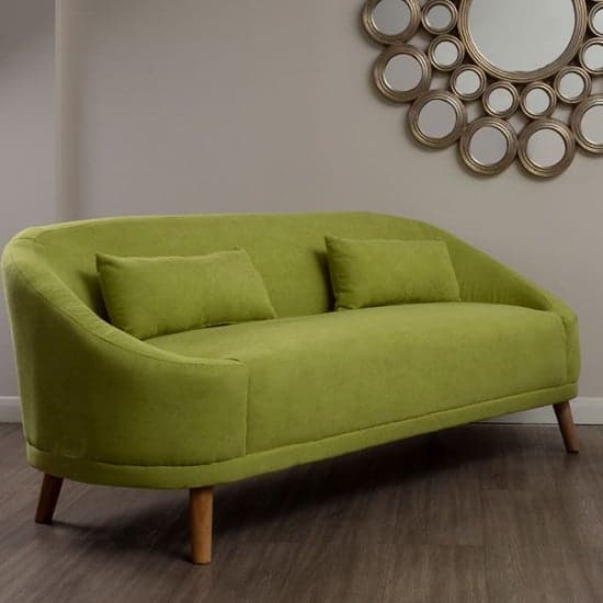 Errai Upholstered Linen Fabric 3 Seater Sofa In Green_1