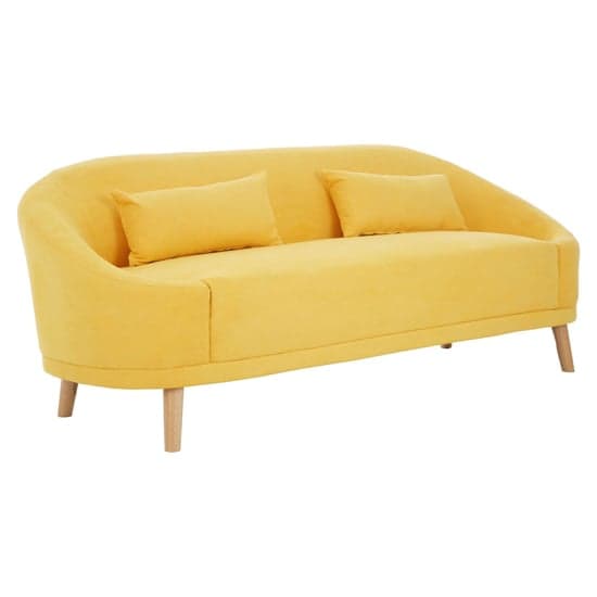 Errai Upholstered Linen Fabric 3 Seater Sofa In Yellow_2