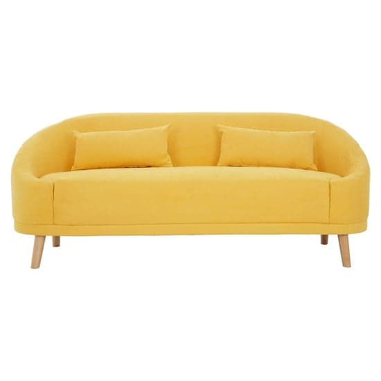 Errai Upholstered Linen Fabric 3 Seater Sofa In Yellow_3