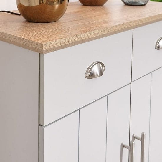 Kirkby Compact Sideboard In Grey With Oak Effect Top_3