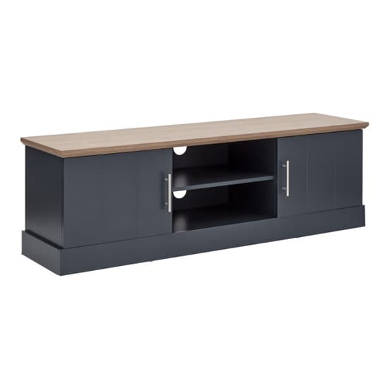 Kirkby Large Wooden TV Stand In Slate Blue With 2 Doors_4