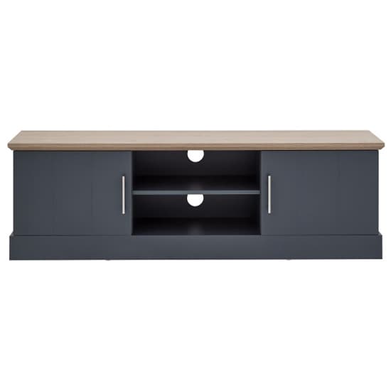 Kirkby Large Wooden TV Stand In Slate Blue With 2 Doors_6