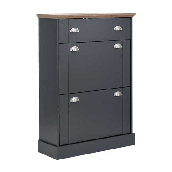Kirkby Wooden Shoe Storage Cabinet In Slate Blue With 1 Drawer_3