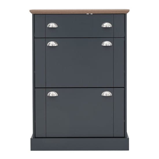 Kirkby Wooden Shoe Storage Cabinet In Slate Blue With 1 Drawer_5