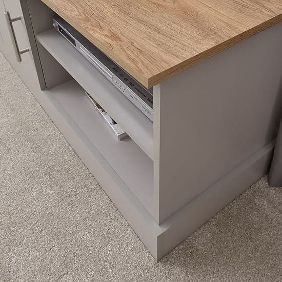 Kirkby Wooden Small TV Stand In Grey With Oak Effect Top_3