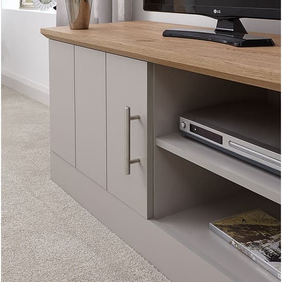 Kirkby Wooden Small TV Stand In Grey With Oak Effect Top_5