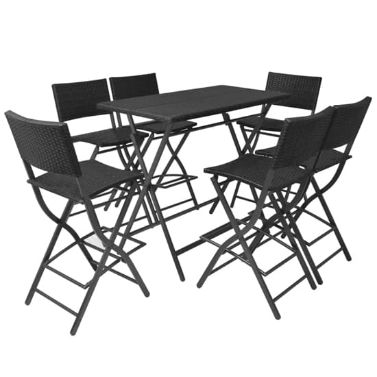 Esher Outdoor Rattan 7 Piece Folding Dining Set In Black_2