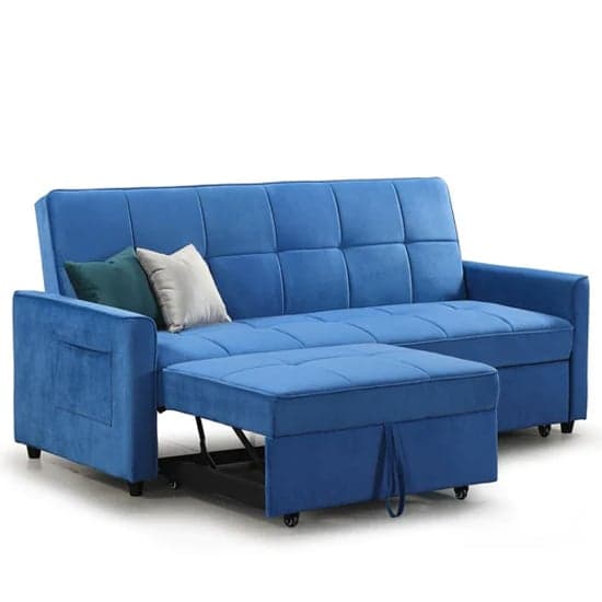 Elegances Plush Velvet Sofa Bed In Blue_2