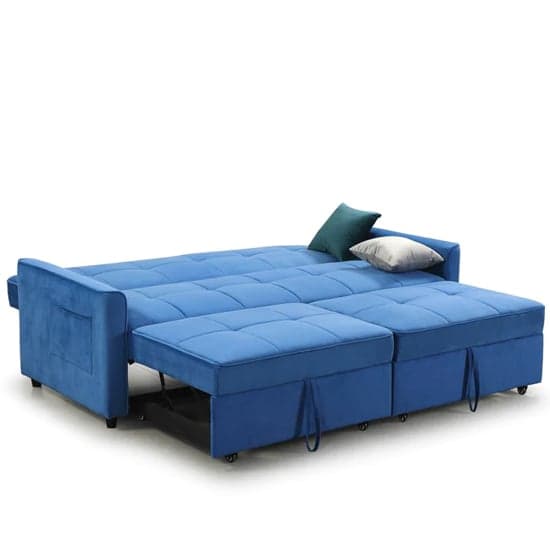 Elegances Plush Velvet Sofa Bed In Blue_4