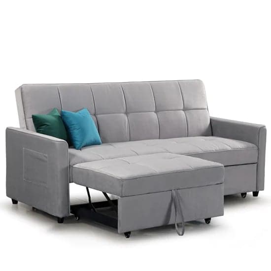 Elegances Plush Velvet Sofa Bed In Grey_2