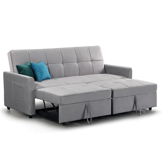 Elegances Plush Velvet Sofa Bed In Grey_3