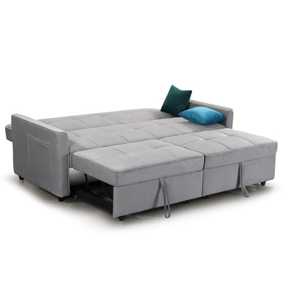 Elegances Plush Velvet Sofa Bed In Grey_4