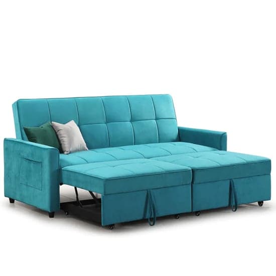 Elegances Plush Velvet Sofa Bed In Teal_3