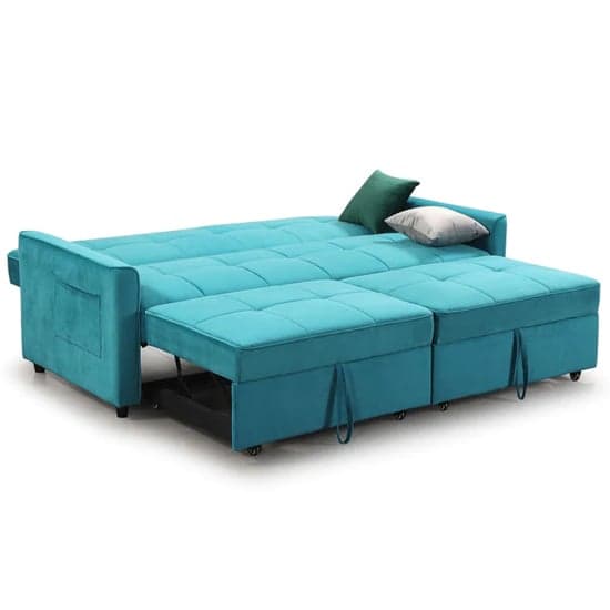 Elegances Plush Velvet Sofa Bed In Teal_4