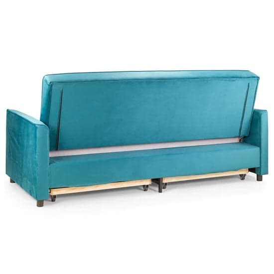 Elegances Plush Velvet Sofa Bed In Teal_5