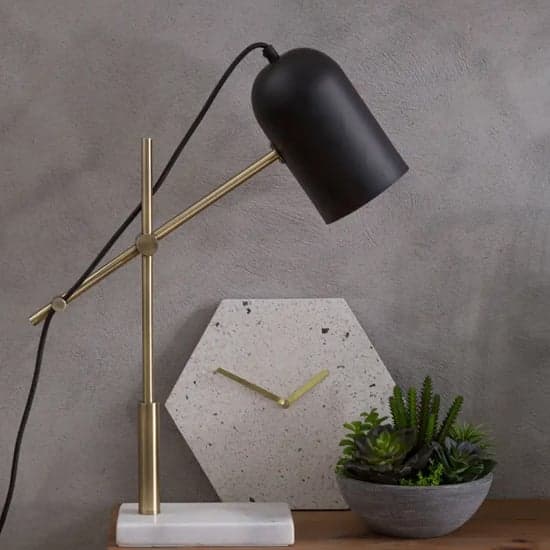 Essen Black Shade Table Lamp With And White Marble Base_3